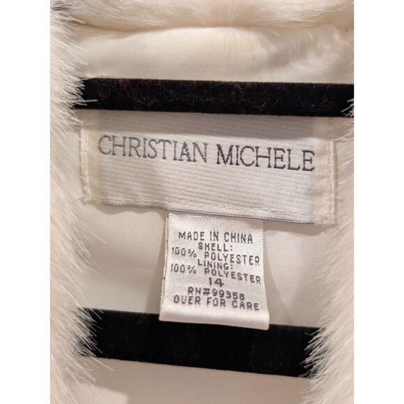 NWT Ivory Satin Bolero Faux Fur Collar Shrug Christian Michele Size 14 Y2K - Picture 3 of 9